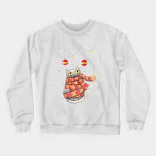 Cat and kitten with Red scarf. Merry Christmas Crewneck Sweatshirt